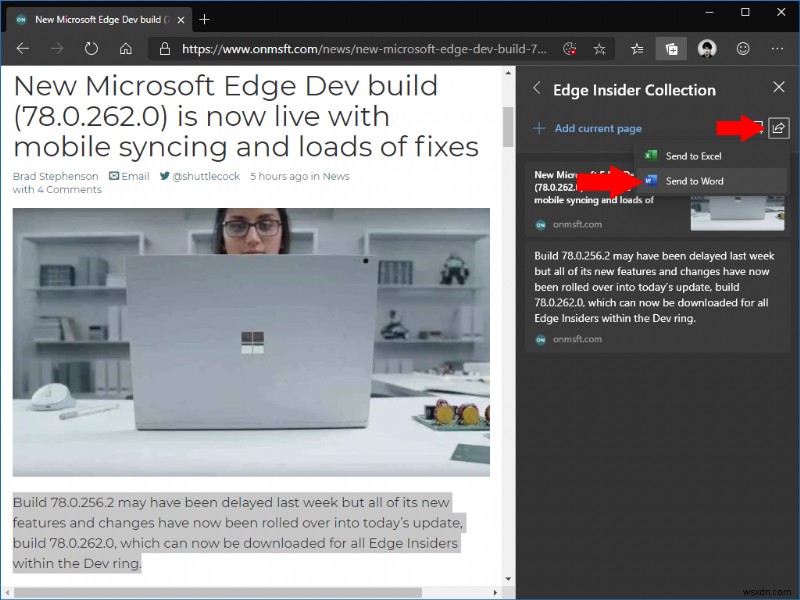 วิธีใช้คอลเล็กชันใน Microsoft Edge Insider