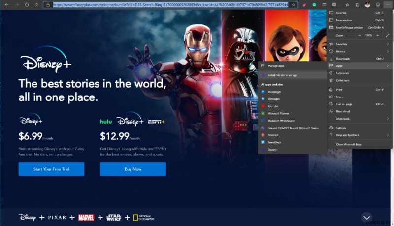 วิธีตั้งค่า Disney+ เป็น PWA บน Windows 10