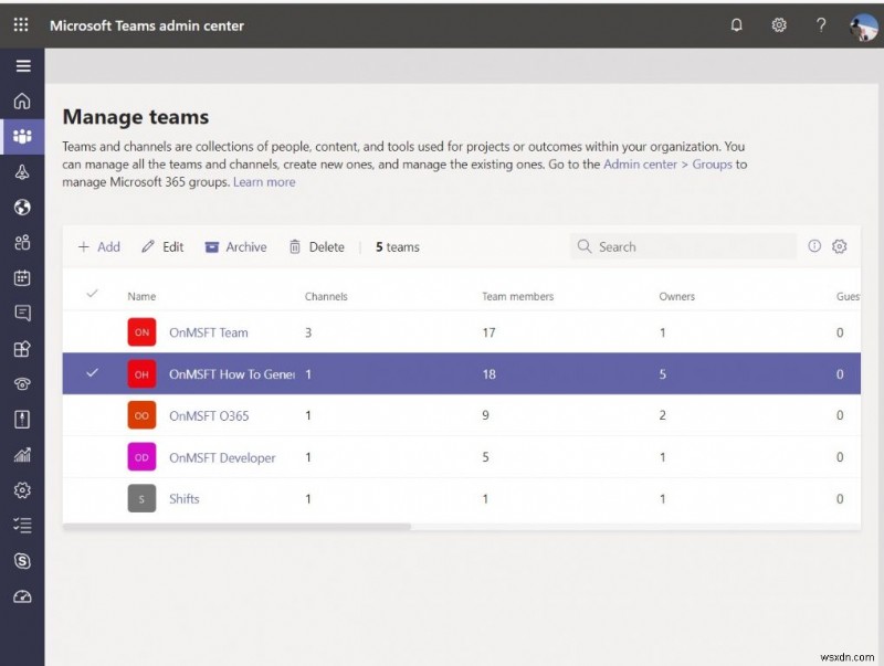 วิธีการลบหรือเก็บถาวรทีมใน Microsoft Teams