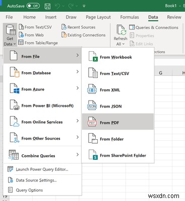 Excel ได้รับการสนับสนุนสำหรับการนำเข้าข้อมูลจากตาราง PDF; วิธีใช้งาน
