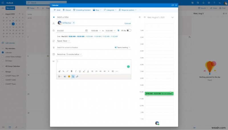 วิธีตั้งค่าการประชุม Microsoft Teams ใน Outlook