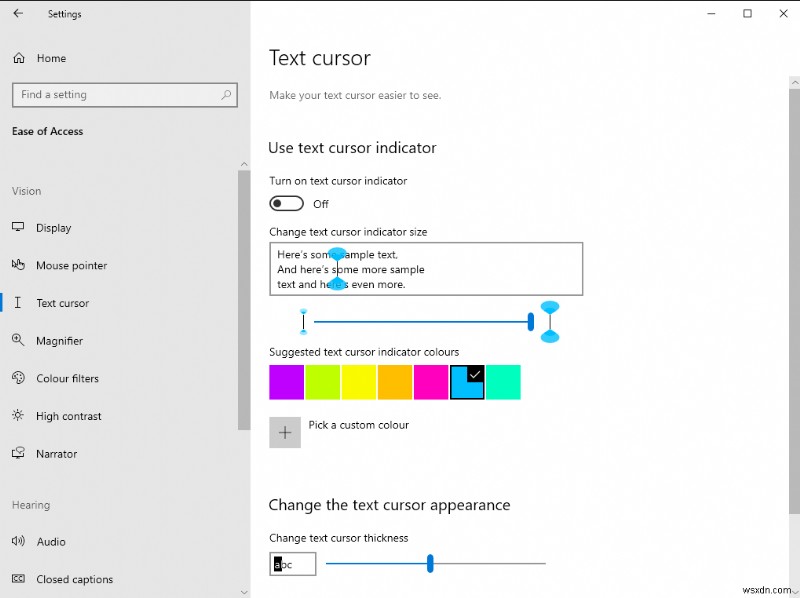 วิธีกำหนดเคอร์เซอร์ป้อนข้อความใน Windows 10