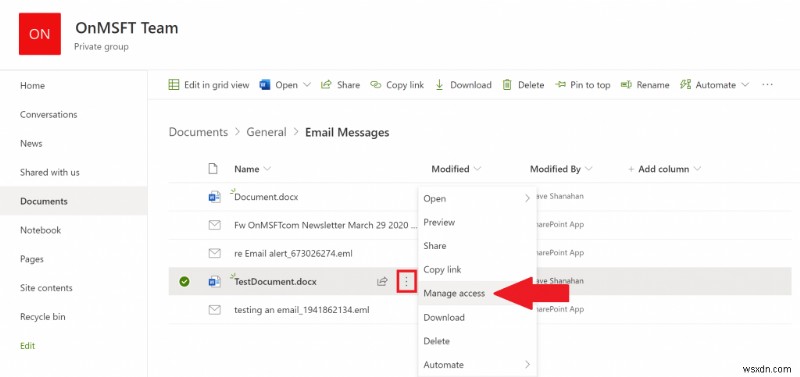 วิธีจัดการการเข้าถึงไฟล์ด้วย SharePoint ใน Microsoft Teams