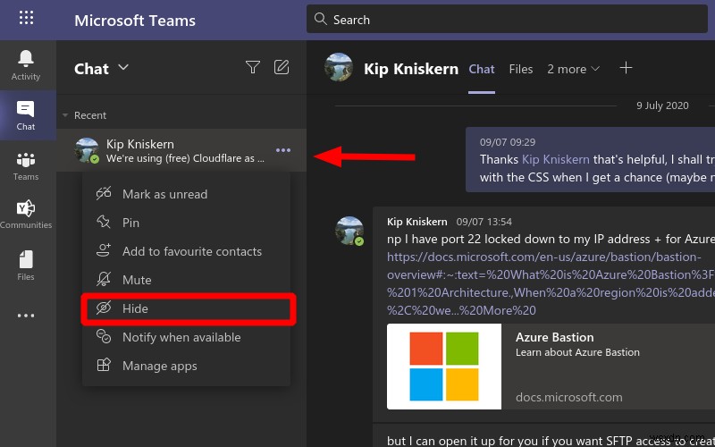 วิธีซ่อนและเลิกซ่อนการแชทใน Microsoft Teams