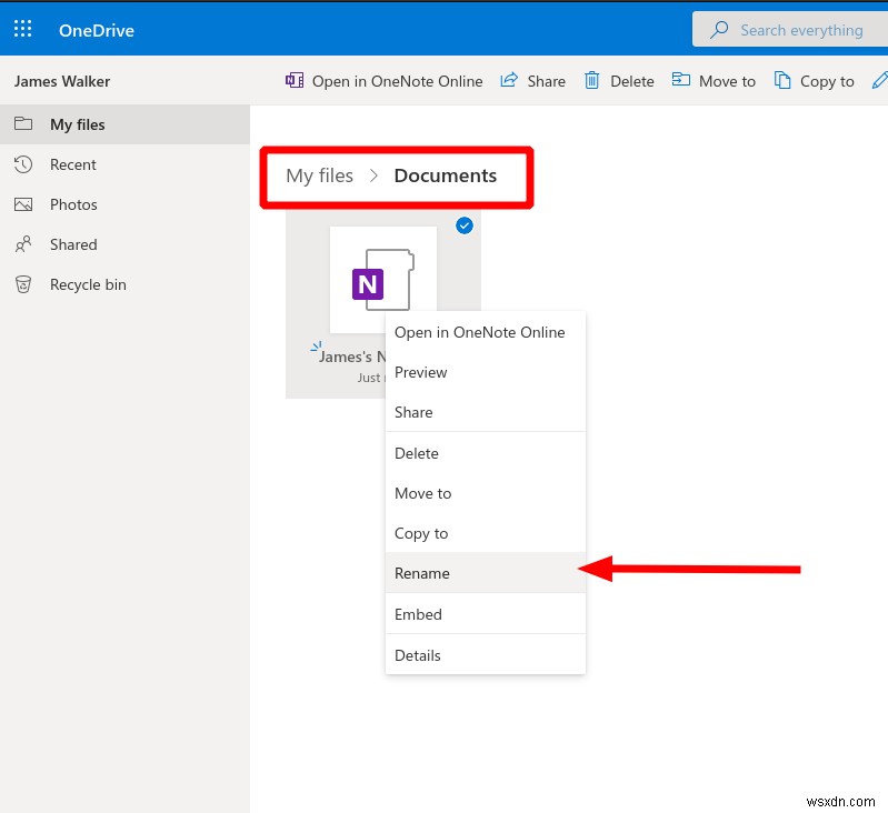 วิธีการเปลี่ยนชื่อสมุดบันทึก OneNote