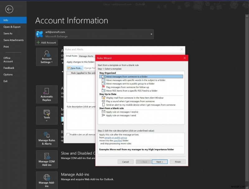 วิธีตั้งค่ากฎใน Outlook บน Windows 10 เพื่อล้างและจัดระเบียบกล่องจดหมายของคุณ