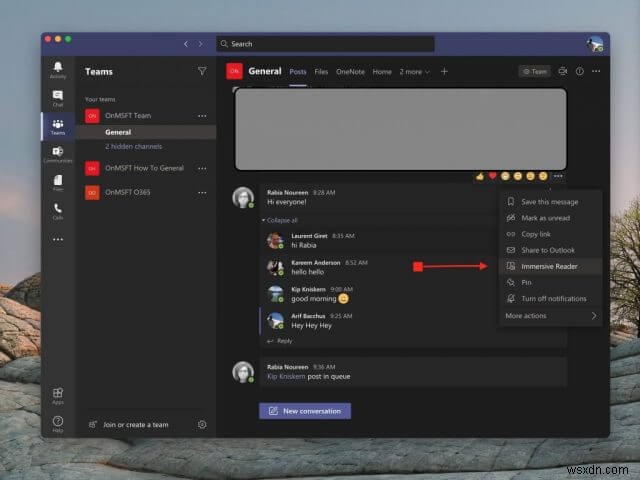 วิธีใช้ Immersive Reader ใน Microsoft Teams เพื่อเรียนรู้และแปลภาษา หรือทำให้ข้อความดูและได้ยินง่ายขึ้น 