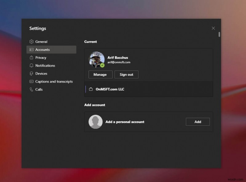 วิธีการเพิ่มบัญชีส่วนตัวไปยังแอป Microsoft Teams