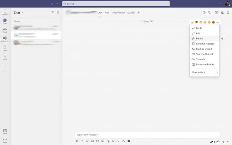 วิธีการลบการแชทใน Microsoft Teams