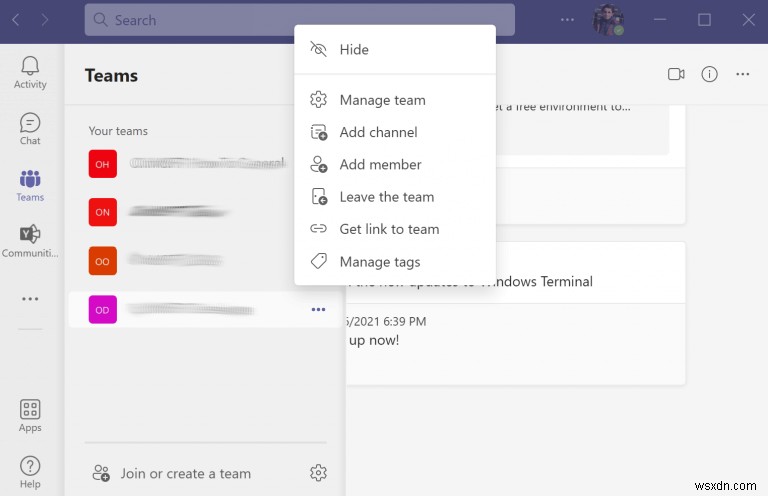 วิธีออกจากทีมใน Microsoft Teams