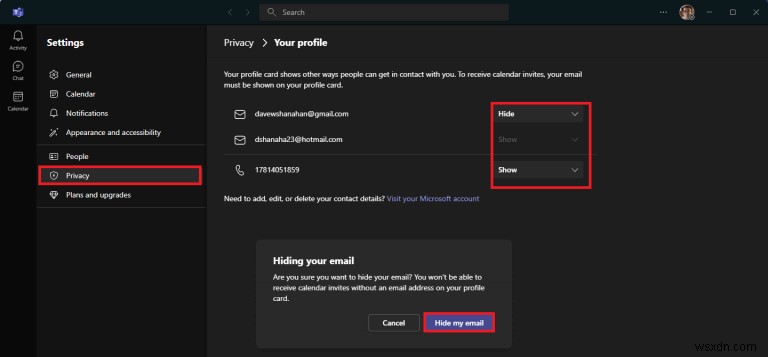 วิธีซ่อนที่อยู่อีเมลของคุณในแชทจาก Microsoft Teams บน Windows 11