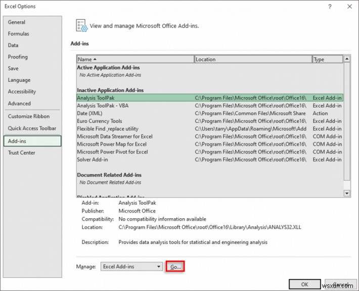 วิธีการติดตั้งโปรแกรมเสริมใน Microsoft Excel