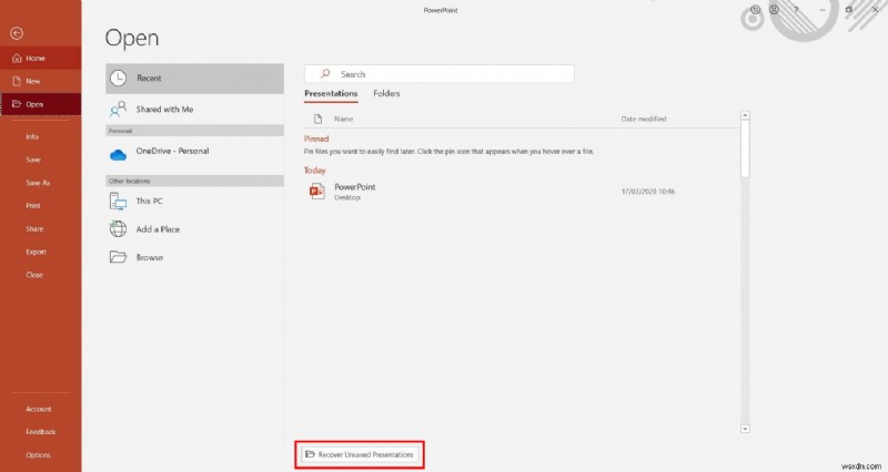 วิธีกู้คืน PowerPoint ที่ยังไม่ได้บันทึกใน Windows 10