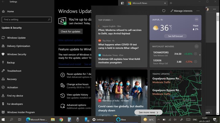 Microsoft เปิดตัวแถบงานข่าวสารและความสนใจในระบบปฏิบัติการ Windows 10