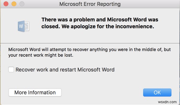 6 วิธีในการแก้ไข Microsoft Word หยุดทำงานบน Mac ปัญหา