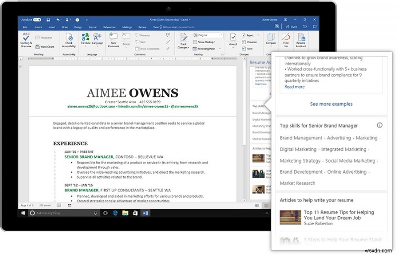 ทำให้ประวัติย่อมีประสิทธิภาพมากขึ้นด้วย MS Word Resume Assistant