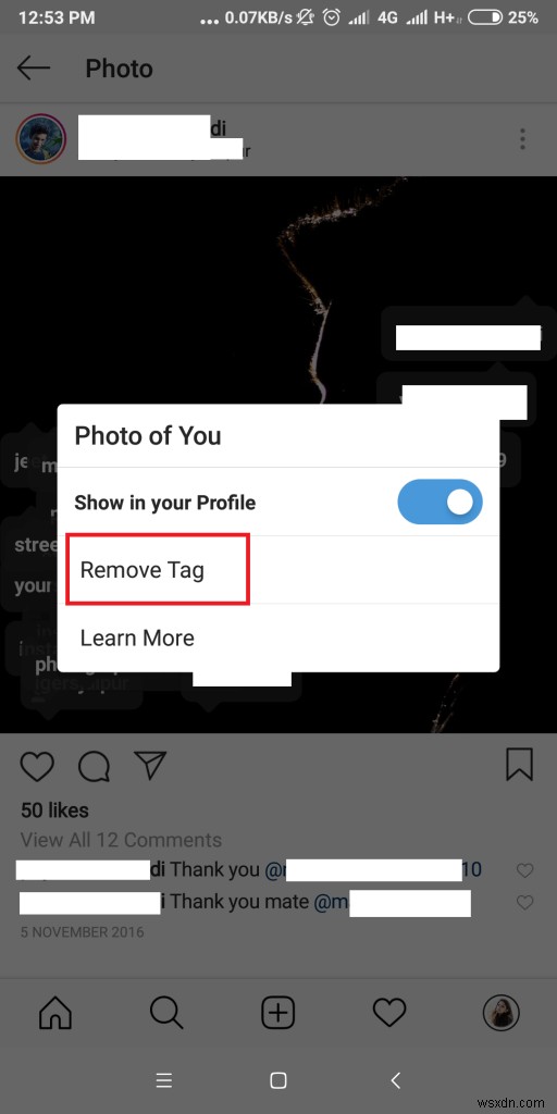 วิธีการเลิกแท็กตัวเองจากรูปภาพ Instagram ของผู้ใช้รายอื่น