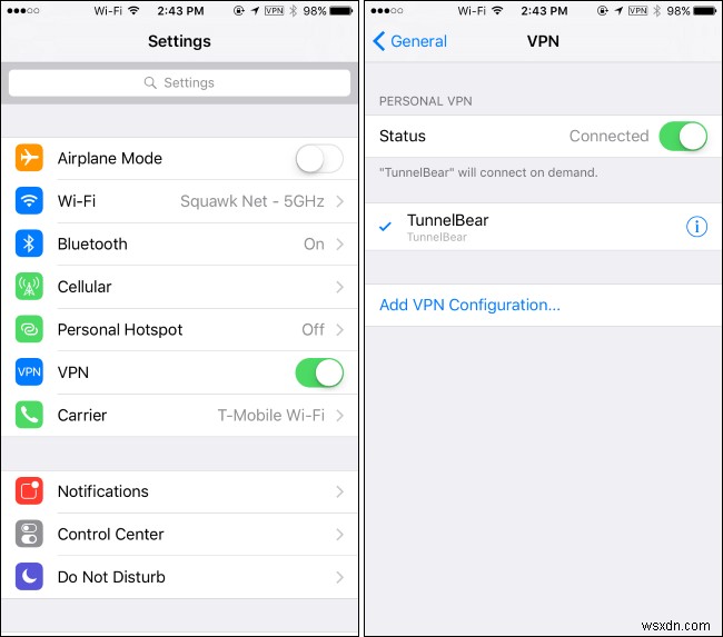 ขั้นตอนในการกำหนดค่าการเข้าถึง VPN บน iOS