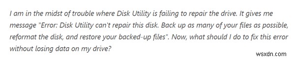 ข้อผิดพลาด “ยูทิลิตี้ดิสก์ไม่สามารถซ่อมแซมดิสก์นี้” บน MacBook (แก้ไขแล้ว)
