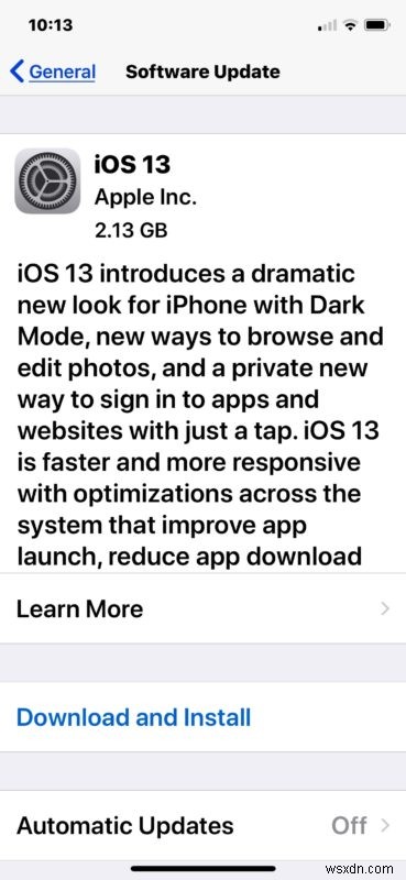 วิธีการดาวน์โหลดและติดตั้ง iOS 13 บน iPhone
