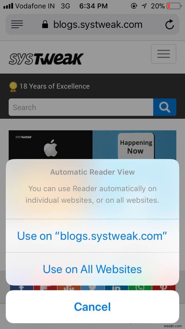 วิธีการสร้าง Safari เปิดเว็บไซต์โดยอัตโนมัติในโหมดผู้อ่าน