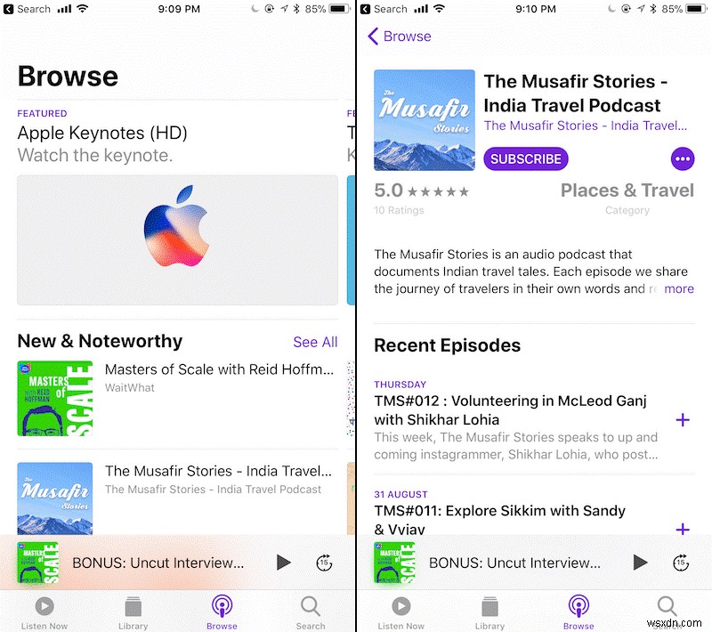 วิธีใช้แอป Podcasts บน iOS 11