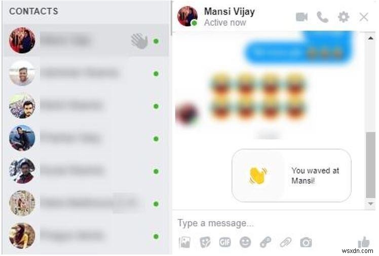 วิธีการโบกมือบน Facebook Messenger, แอพ Facebook และเว็บไซต์