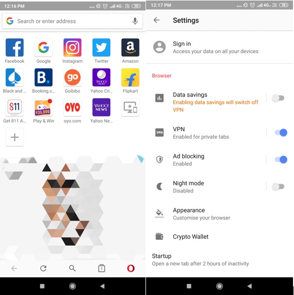 วิธีเปิดใช้งาน VPN ฟรีบนเบราว์เซอร์ Opera สำหรับ Android