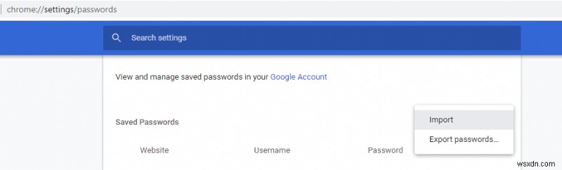 วิธีการนำเข้ารหัสผ่านไปยังเบราว์เซอร์ Chrome