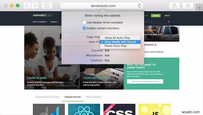 บล็อกวิดีโอที่เล่นอัตโนมัติใน Safari บน macOS High Sierra