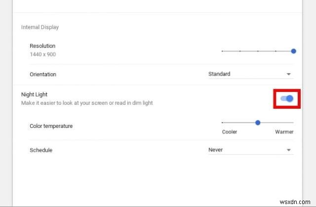 วิธีเปิดใช้งานไฟกลางคืนใน Chrome OS