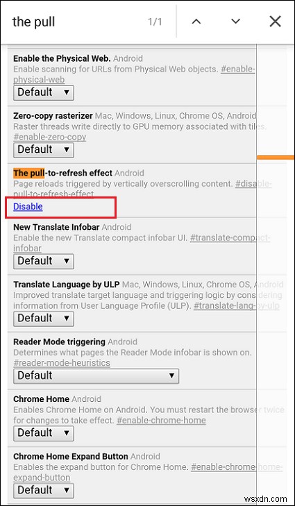 วิธีปิดใช้งานคุณลักษณะ  ดึงเพื่อรีเฟรช  บน Chrome สำหรับ Android