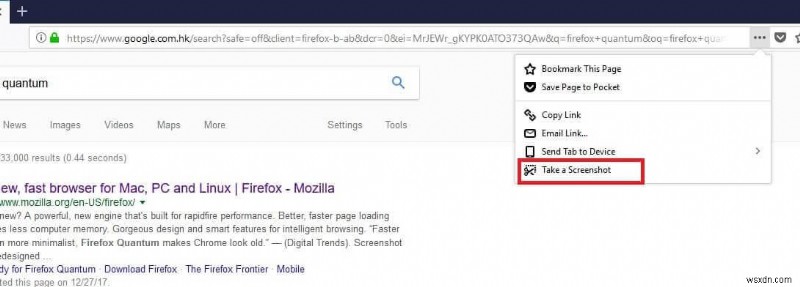 ถ่ายภาพหน้าจอการเลื่อนของหน้าเว็บใดๆ โดยใช้ Firefox Quantum