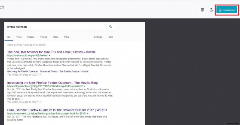 ถ่ายภาพหน้าจอการเลื่อนของหน้าเว็บใดๆ โดยใช้ Firefox Quantum