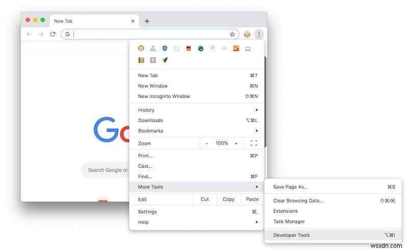 วิธีการตรวจสอบองค์ประกอบใน Chrome, Safari และ Firefox บน Mac