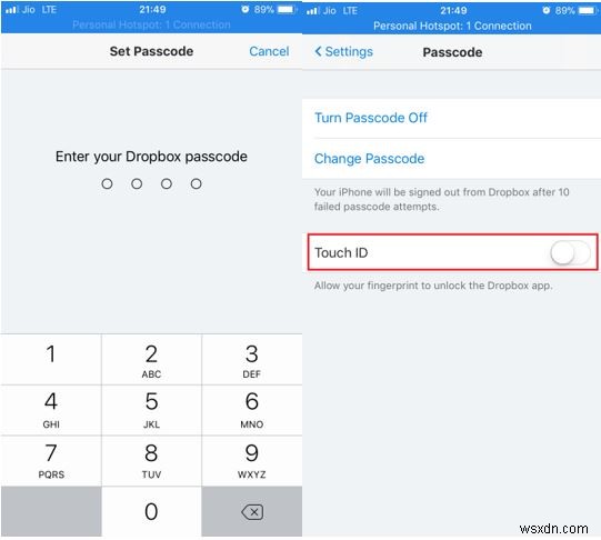 วิธีตั้งรหัสผ่านสำหรับแอป Dropbox บน iPhone