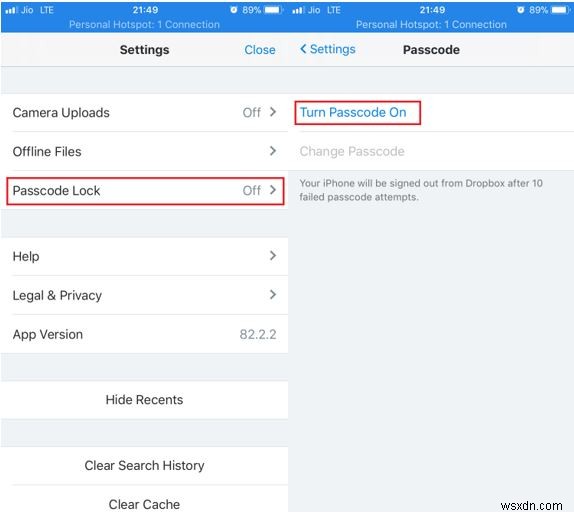 วิธีตั้งรหัสผ่านสำหรับแอป Dropbox บน iPhone