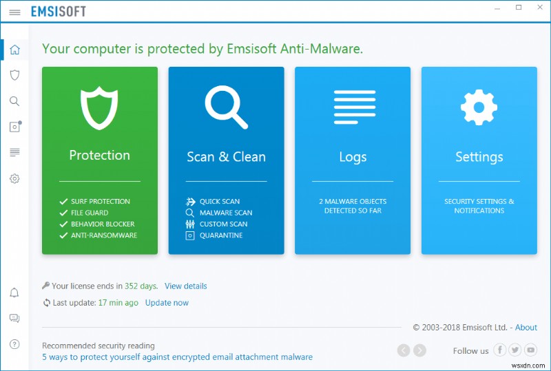 10 ซอฟต์แวร์ป้องกันมัลแวร์ฟรีที่ดีที่สุดสำหรับ Windows 10, 8, 7