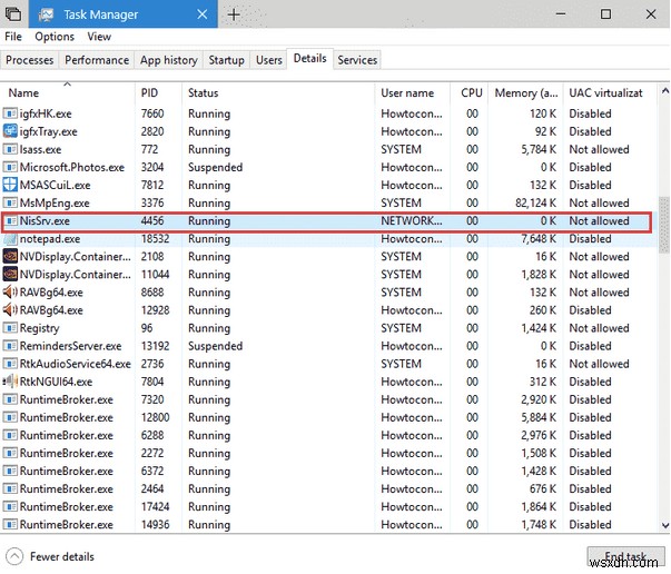 NisSrv.exe คืออะไร &วิธีแก้ไขการใช้หน่วยความจำสูง NisSrv.exe บน Windows 10