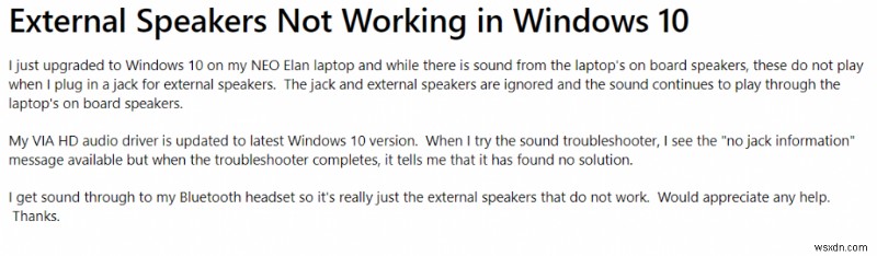 [แก้ไขแล้ว] ลำโพงภายนอกไม่ทำงานบนพีซีและแล็ปท็อป Windows 10