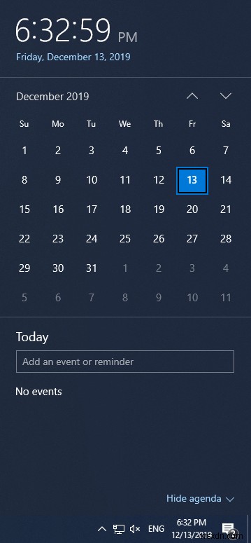 วิธีใช้แอปปฏิทินจากแถบงานบน Windows 10