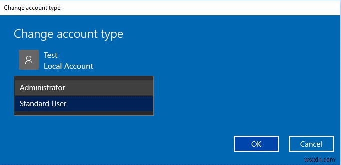 วิธีเปลี่ยนประเภทบัญชีผู้ใช้ใน Windows 10