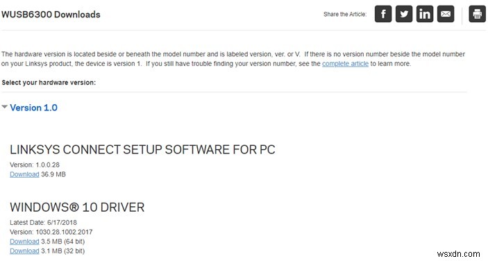 จะดาวน์โหลดและติดตั้งไดรเวอร์ Linksys WUSB6300 ใน Windows 10 ได้อย่างไร