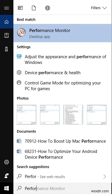 วิธีการเปิด Performance Monitor บน Windows 10