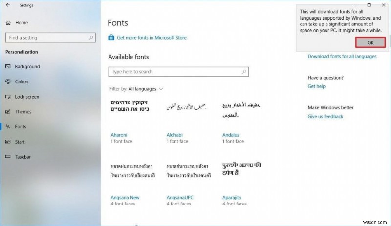 วิธีใช้การตั้งค่าแบบอักษร Windows 10 ใหม่