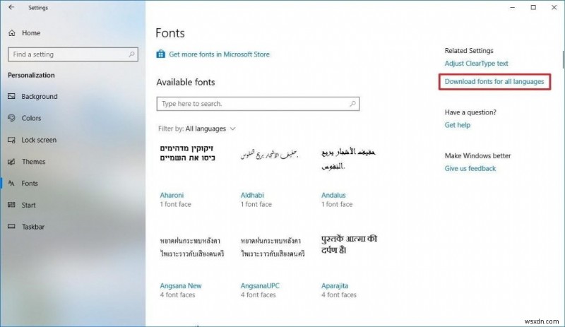 วิธีใช้การตั้งค่าแบบอักษร Windows 10 ใหม่