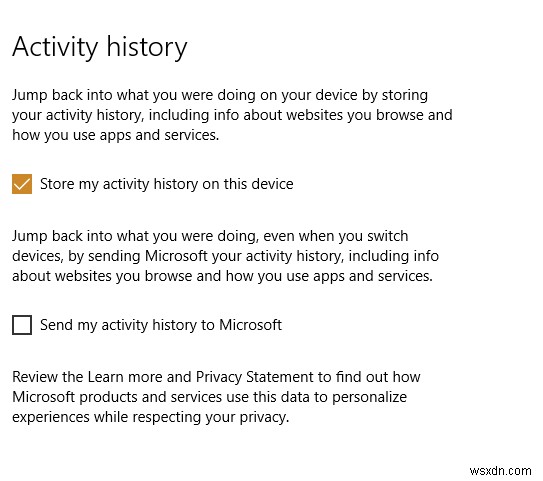 ระบบปฏิบัติการ Windows 10 เก็บข้อมูลผู้ใช้ในประวัติกิจกรรมของฉันหรือไม่