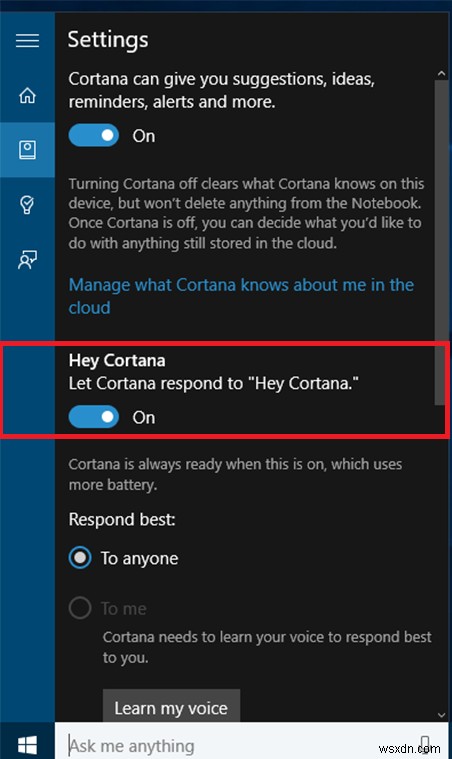 วิธีเปิดใช้งาน  Hey Cortana  ใน Windows 10