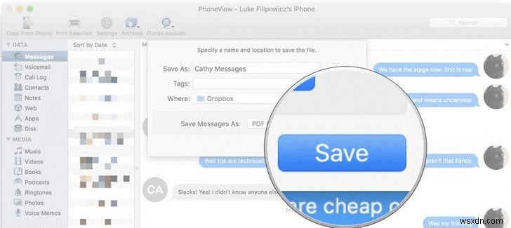 ขั้นตอนในการแยกข้อความเสียงและข้อความจาก iPhone โดยใช้ PhoneView