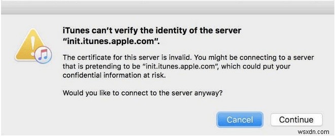 iTunes ไม่สามารถยืนยันตัวตนของเซิร์ฟเวอร์ได้ (แก้ไขแล้ว)